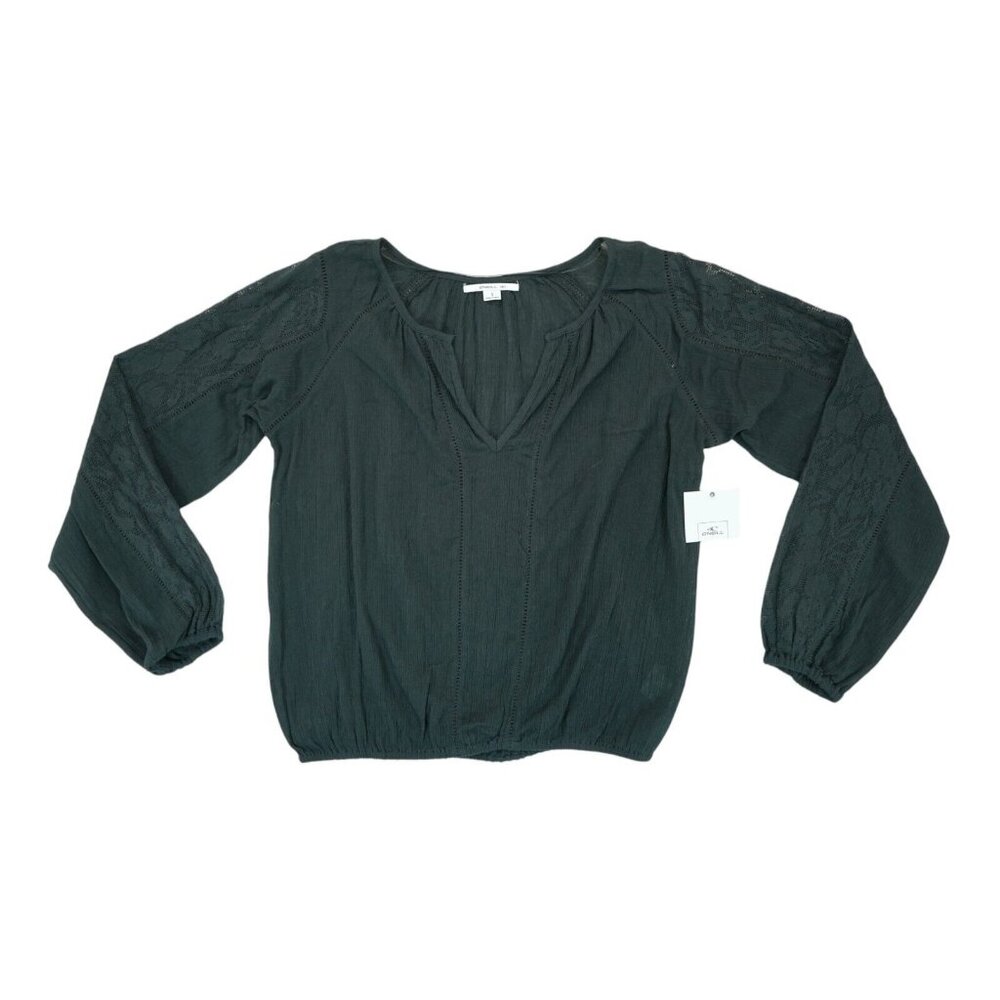 NWT O'NEILL Women's Lightweight Lace V-Neck Woven Long Sleeve Shirt Top Size S